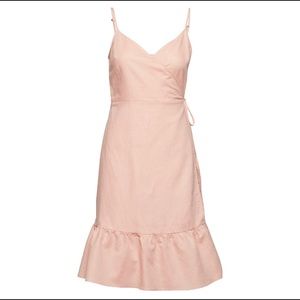 Pedal pink, cami, ruffle, wrap dress - linen